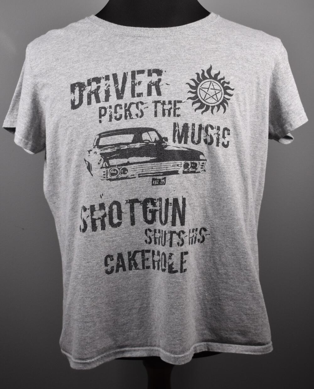 Supernatural Baby T-Shirt Driver Picks Music Shotgun Cakehole Size XLarge Gray